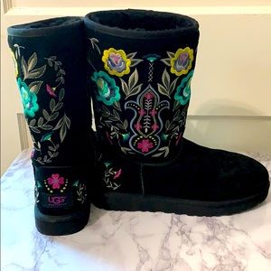 Ugg Juliette Black Embroidered Winter Boot